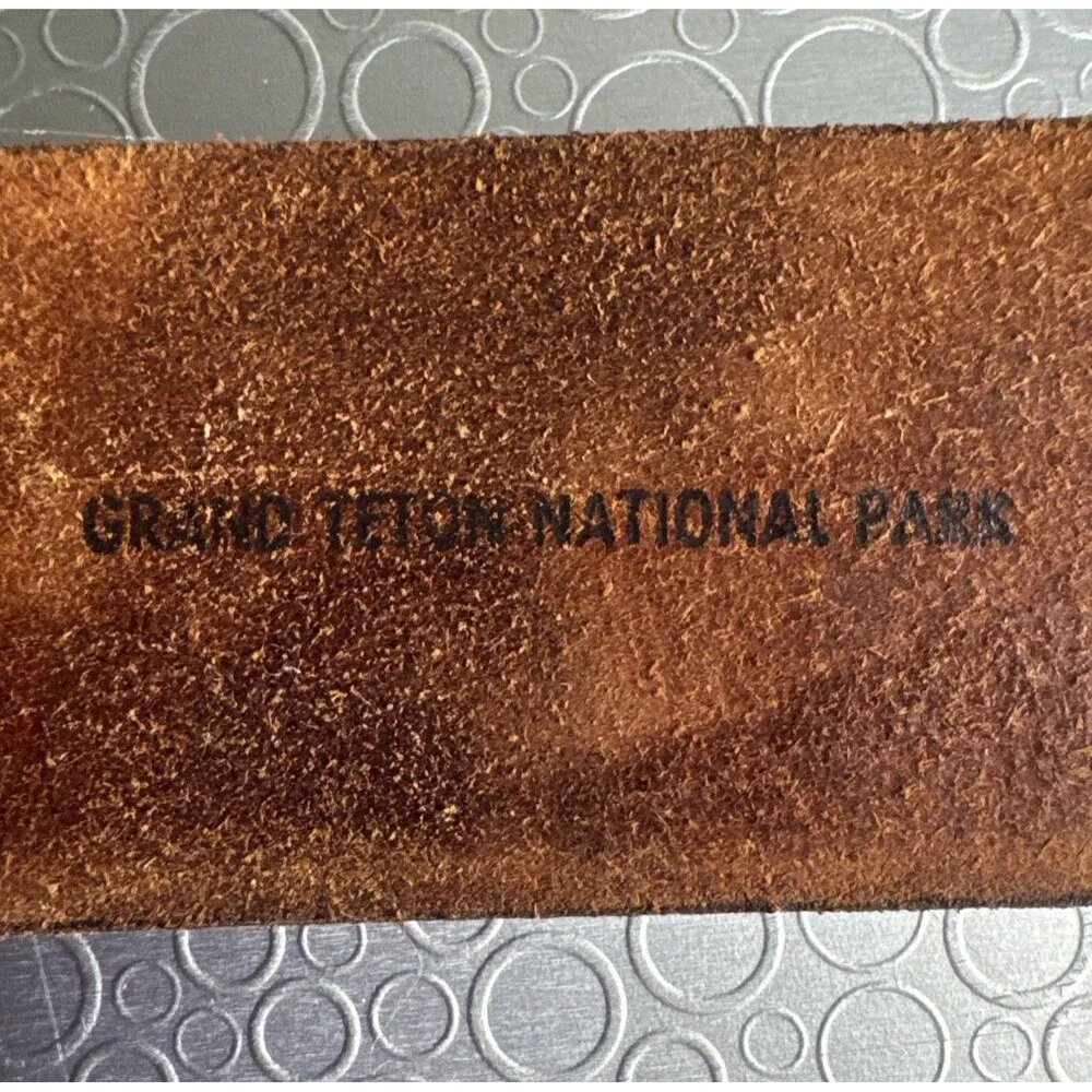 Vtg Chambers Belt Co Grand Teton National Park Tooled Leather 40 Gorpcore Brown